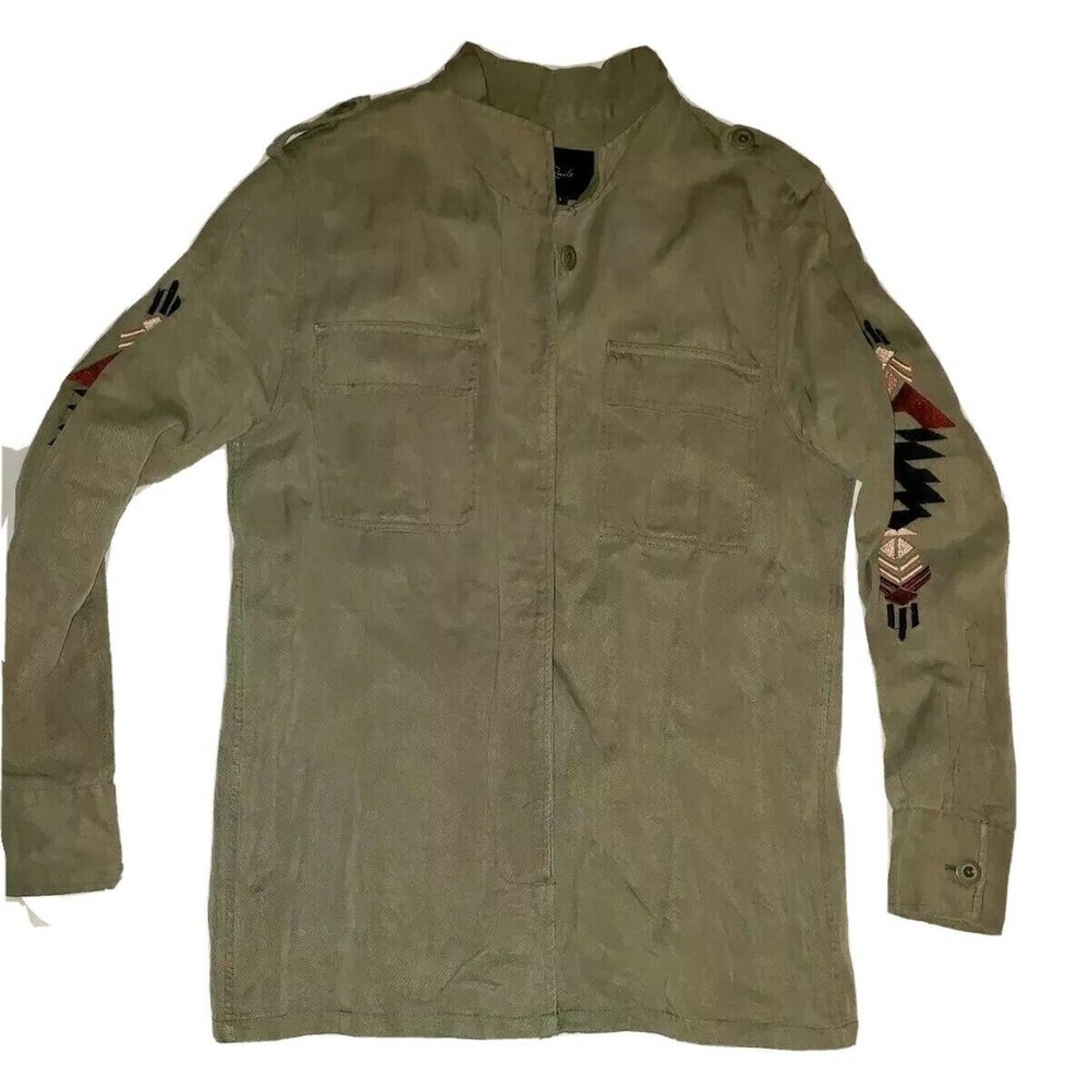 Rails Elliott Embroidered ButtonDown Shirt Sage Olive Green Aztec‎ Size Small
